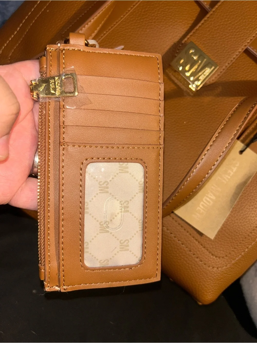 Steve Madden Cognac Pebbled Tote with Matching Wristlet